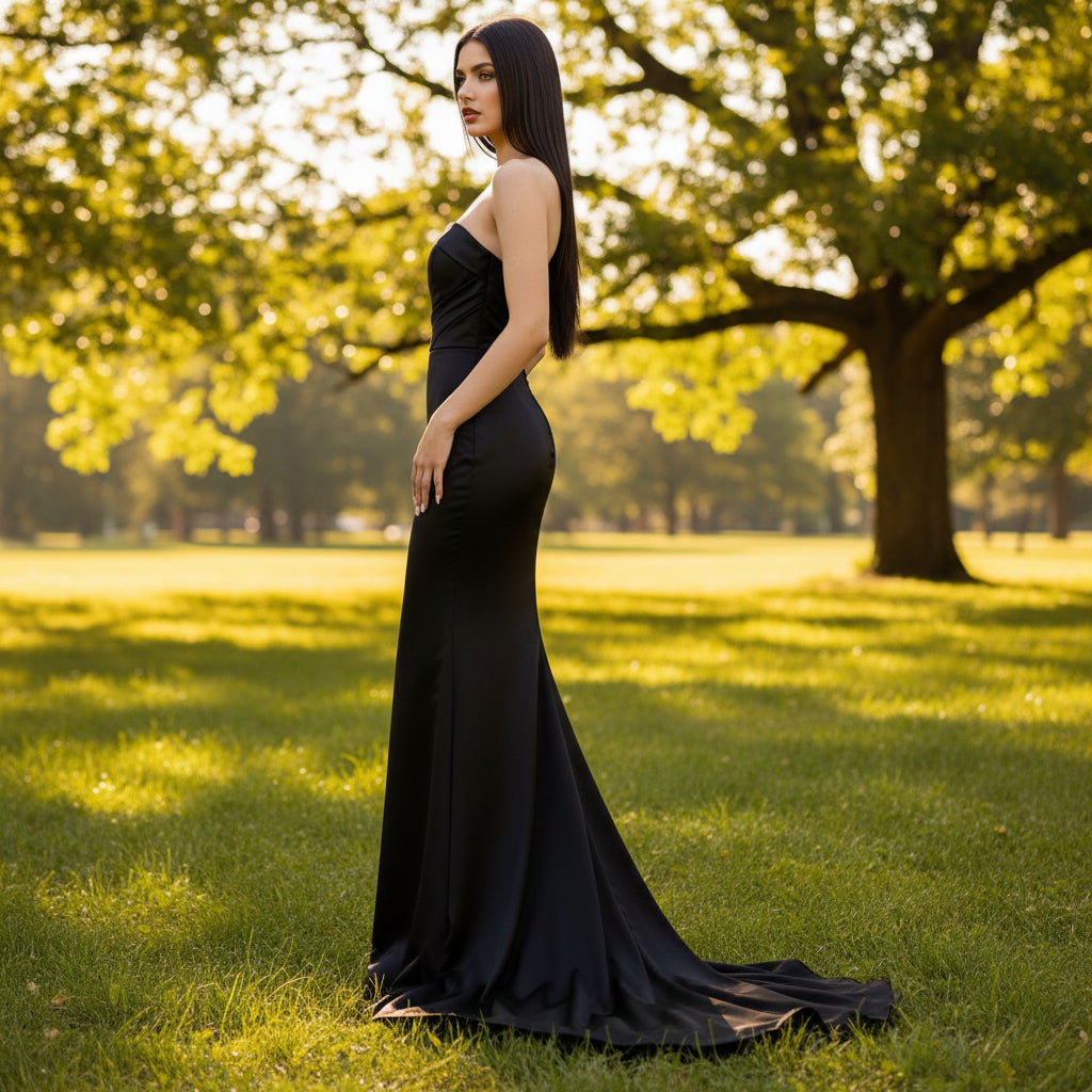 Glamorous Black Boat Mermaid Prom Dress with Leg Slit Rosymae Glamorous Black Boat Mermaid Prom Dress with Leg Slit Rosymae
