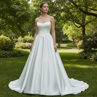 Elegant Mikado A-line Wedding Dress with Boat Neckline