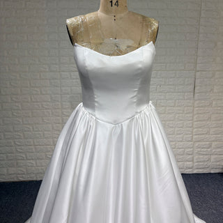 Elegant Mikado A-line Wedding Dress with Boat Neckline