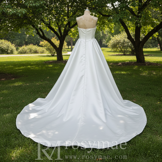 Elegant Mikado A-line Wedding Dress with Boat Neckline