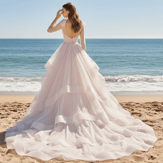 Boho A-line Tulle Wedding Dress with Ruffle Skirt - Rosymae