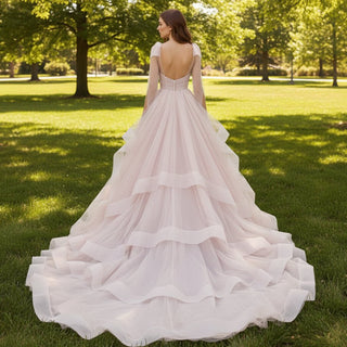 Boho A-line Tulle Wedding Dress with Ruffle Skirt - Rosymae
