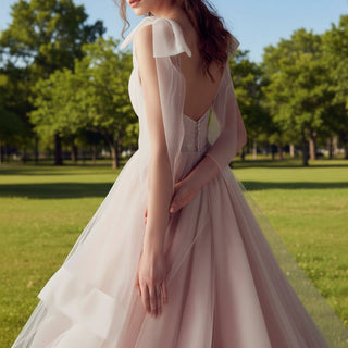 Boho A-line Tulle Wedding Dress with Ruffle Skirt - Rosymae