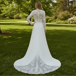 Boho A-Line Wedding Dress with 3/4 Sleeves - Rosymae