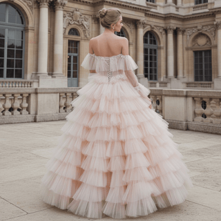 Boho A-Line Wedding Dress with Tulle Skirt - Rosymae