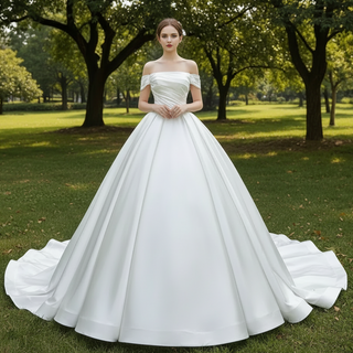 Off Shoulder Satin Wedding Gown Simple Classy Wedding Dress