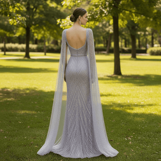 Boho Long Sleeve Lilac Formal Dresses Evening Party Gowns - Rosymae