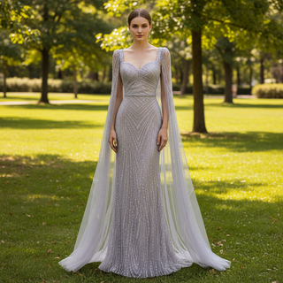 Boho Long Sleeve Lilac Formal Dresses Evening Party Gowns