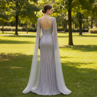 Boho Long Sleeve Lilac Formal Dresses Evening Party Gowns