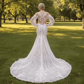 Boho Sleeves Mermaid Wedding Dresses With Long Train - Rosymae