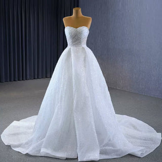 Boho Wedding Dress with Pearls A-line Sweetheart Wedding Gown - Rosymae