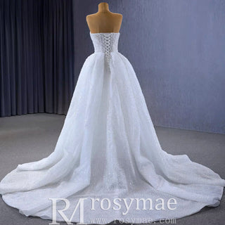 Boho Wedding Dress with Pearls A-line Sweetheart Wedding Gown - Rosymae
