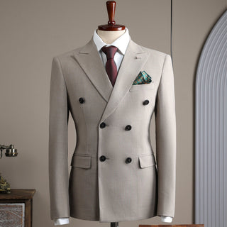 British Retro Double Breasted Men's Groom Wedding Slim Fitting Suit 2 Pieces Set - Rosymae