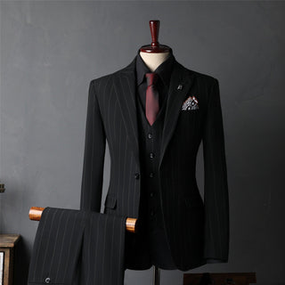 British Striped Groom's Suit Business Men's Suit Set - Rosymae