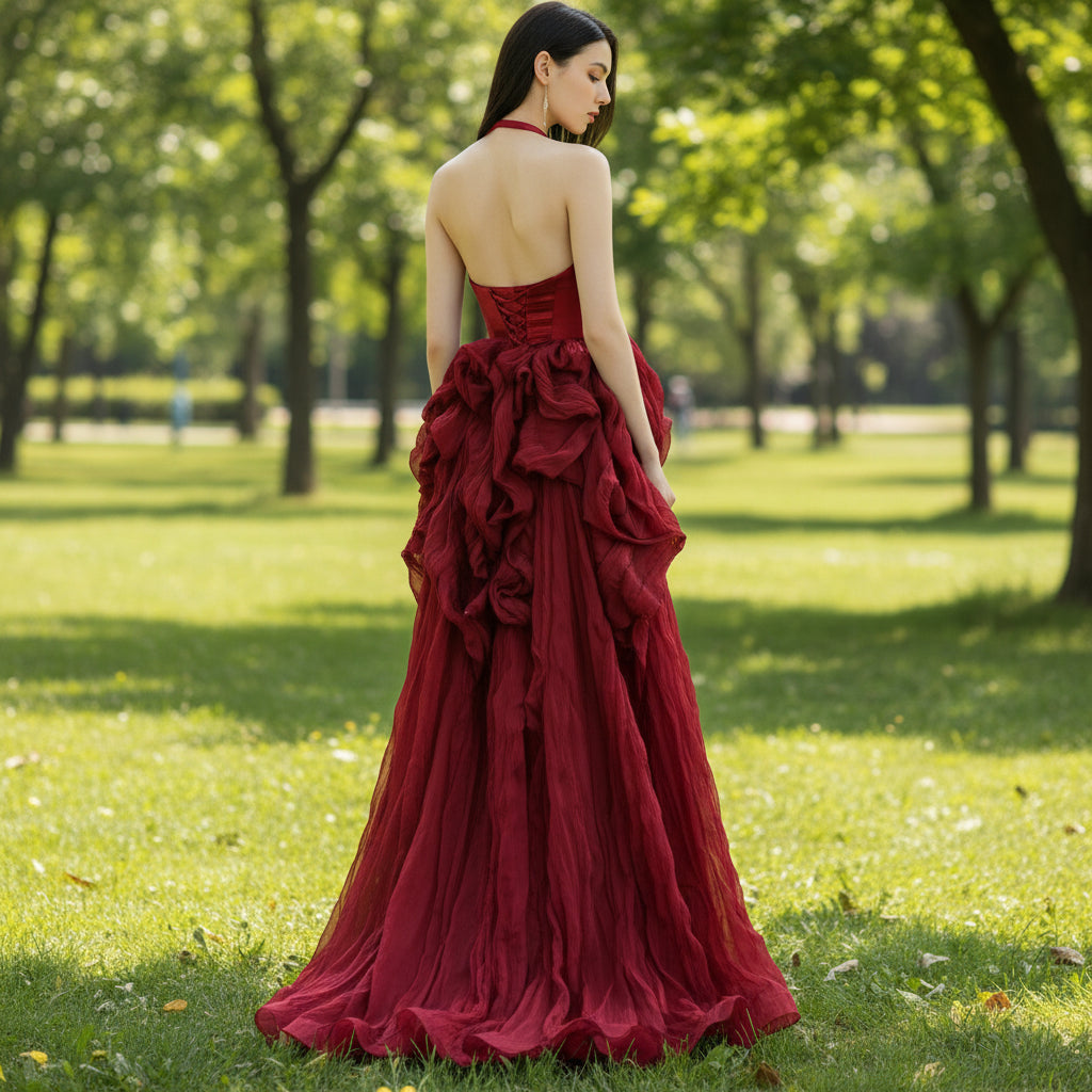 Women's Burgundy Formal Dresses & Evening Gowns with Leg Slit Rosymae Women's Burgundy Formal Dresses & Evening Gowns with Leg Slit Rosymae
