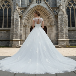 cap-sleeve-ball-gown-lace-applique-bridal-wedding-dress-with-sheer-scoop-neckline