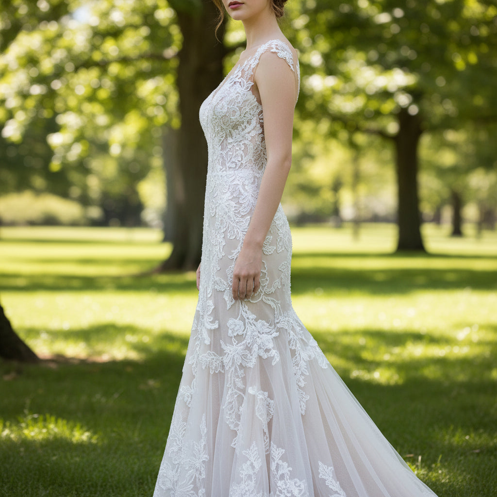 Romantic Fit and Flare Wedding Dress with Sleeves Rosymae Romantic Fit and Flare Wedding Dress with Sleeves Rosymae