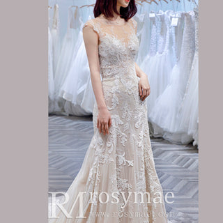 Romantic  Fit and Flare Wedding Dress with Sleeves