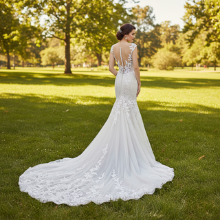 Romantic  Fit and Flare Wedding Dress with Sleeves