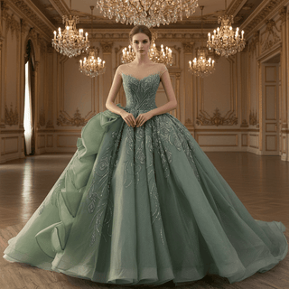 Cap Sleeve Quinceañera Dress with Voluminous Tulle Skirt and Sweep Train - Rosymae