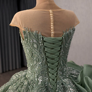 Cap Sleeve Quinceañera Dress with Voluminous Tulle Skirt and Sweep Train - Rosymae
