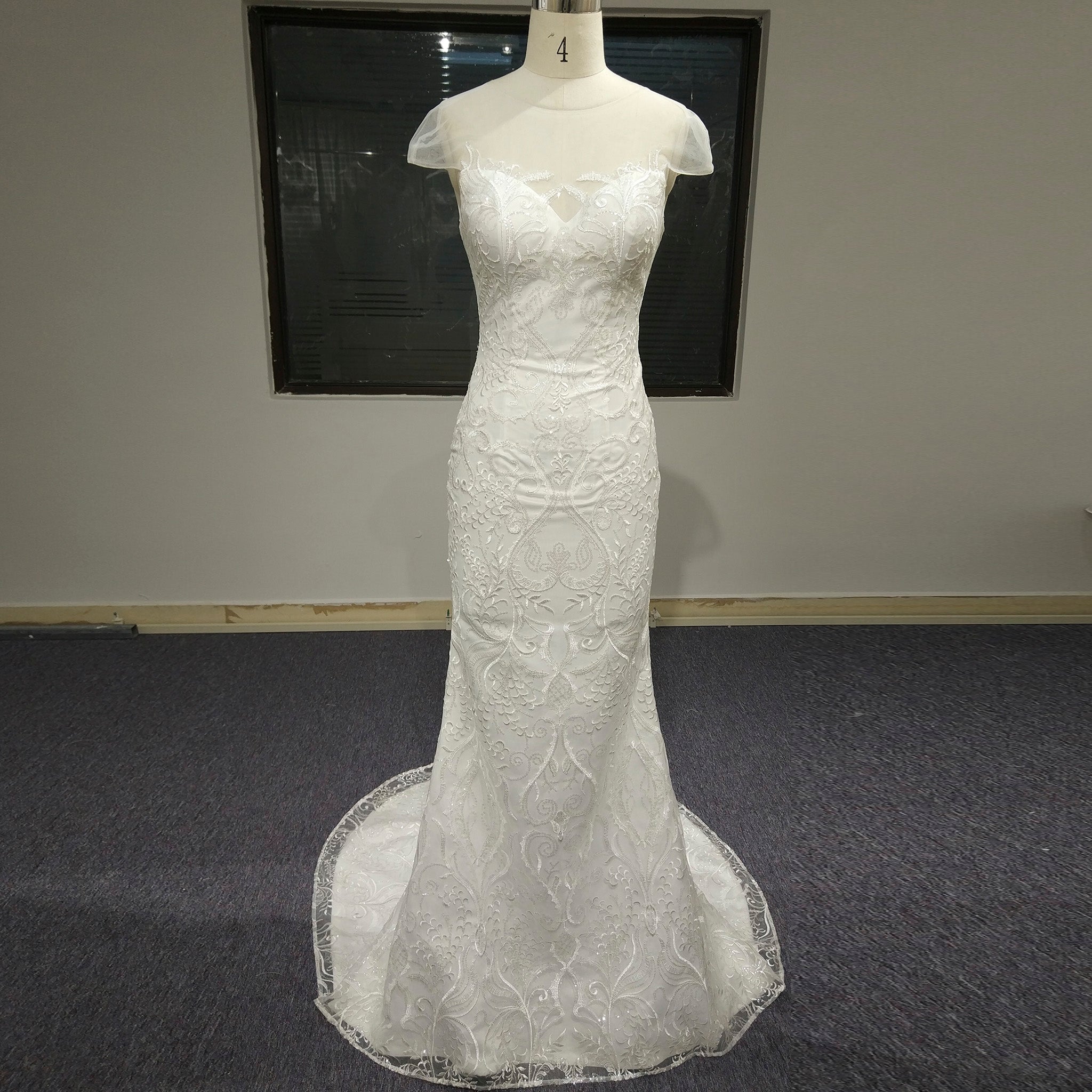 Cap Sleeves & Sheer Scoop Over Sweetheart Mermaid Wedding Dress - Rosymae