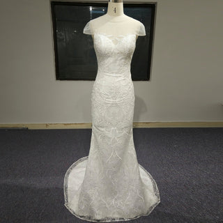 Cap Sleeves & Sheer Scoop Over Sweetheart Mermaid Wedding Dress - Rosymae