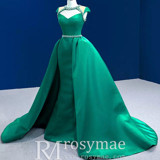 Capped Sleeve Fit and Flare Satin Wedding Dress with Keyhole - Rosymae