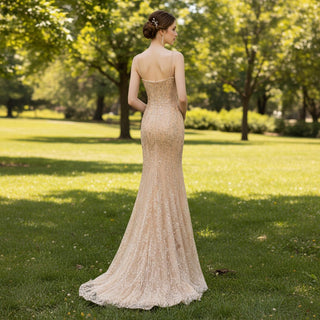 Champagne Evening Dresses with Detachable Skirt Sequin - Rosymae
