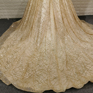 Elegant Sparkly Champagne Gold Wedding Dress with Off the Shoulder