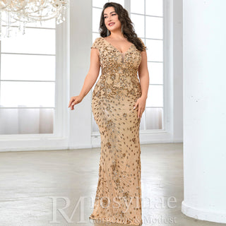 Sparkly Sequined Plus Size Mermaid Long Mother of the Bride Dress