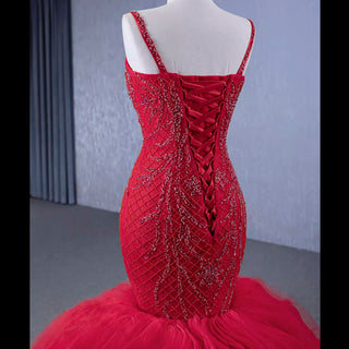 Charming Organza Mermaid Evening Dress Ruffles Long Prom Dress - Rosymae
