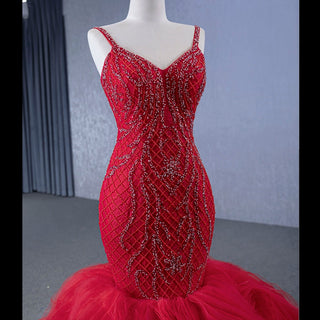 Charming Organza Mermaid Evening Dress Ruffles Long Prom Dress - Rosymae