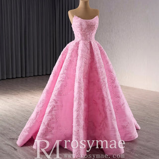 Chic High end A-line Pink Formal Gown Prom Dress with Boat Neck - Rosymae