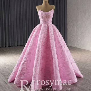 Chic High end A-line Pink Formal Gown Prom Dress with Boat Neck - Rosymae