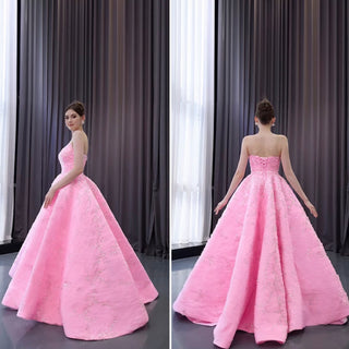 Chic High end A-line Pink Formal Gown Prom Dress with Boat Neck - Rosymae
