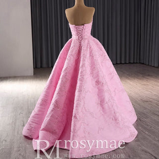 Chic High end A-line Pink Formal Gown Prom Dress with Boat Neck - Rosymae