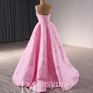 Chic High end A-line Pink Formal Gown Prom Dress with Boat Neck - Rosymae