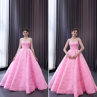 Chic High end A-line Pink Formal Gown Prom Dress with Boat Neck - Rosymae