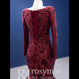 Chic Long Sleeve Wedding Dress Trumpet Evening Gown - Rosymae