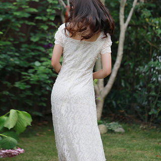 Classic A-line Intricate Lace Wedding Dress with Square Neckline - Rosymae