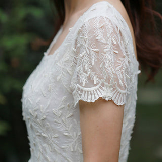 Classic A-line Intricate Lace Wedding Dress with Square Neckline - Rosymae