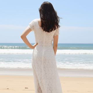 Classic A-line Intricate Lace Wedding Dress with Square Neckline - Rosymae