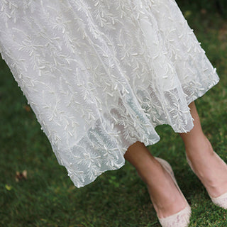 Classic A-line Intricate Lace Wedding Dress with Square Neckline - Rosymae