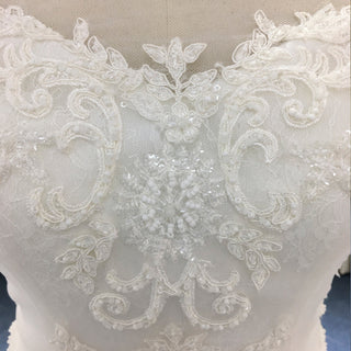 Classic A-line Tulle Lace Appliqued Wedding Dress with Capped Sleeve - Rosymae