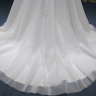 Classic A-Line Wedding Dress with V-Neckline Delicate Cap Sleeves & Layered Tulle Skirt - Rosymae