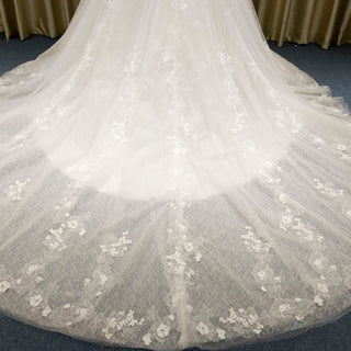 Classic Ball Gown Floral Lace Wedding Dress with Boat Neckline - Rosymae