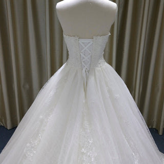 Classic Ball Gown Floral Lace Wedding Dress with Boat Neckline - Rosymae