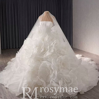 Classic Big Skirt Wedding Dress Strapless Ball Gown Bridal Gown - Rosymae