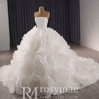 Classic Big Skirt Wedding Dress Strapless Ball Gown Bridal Gown - Rosymae